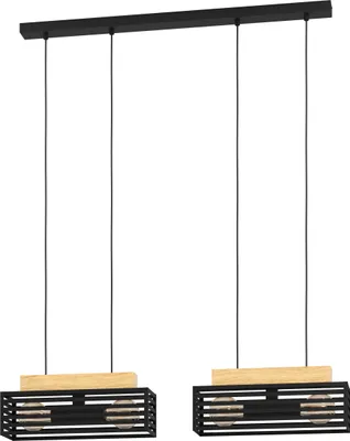 Produktbild von EGLO Hängelampe Cidraz, Esstisch Pendelleuchte 4-flammig, Industrial Esszimmerlampe, FSC100HB, Holz in Natur und Metall, Hängeleuchte mit E27