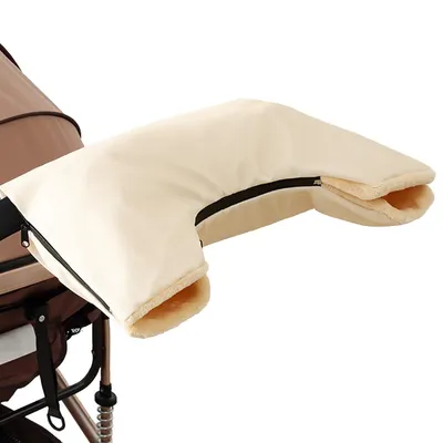 Produktbild von Winter Kinderwagen Handwärmer, Wasserdichter, mit Fleece gefütterter Handmuff für Kinderwagen mit 3-seitigem Reißverschluss