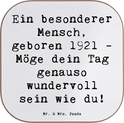 Produktbild von Mr. & Mrs. Panda Untersetzer für Gläser Spruch 1921 Geburtstag - Weiß - Geschenk, Geburtstagsgeschenk, Geburtsjahr, Happy Birthday, Tischuntersetzer, Coaster, Tasse