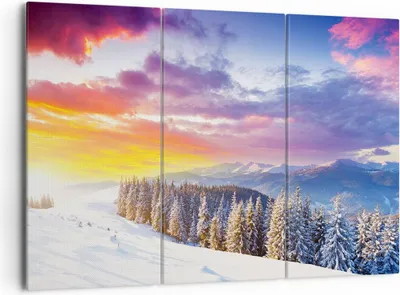 Produktbild von Bild auf Leinwand - Leinwandbild - Berge Schnee Winter - 165x110cm - Wand Bild - Wanddeko - Leinwanddruck - Bilder - Kunstdruck - Wanddekoration - Leinwand bilder - Wandkunst - CE165x110-3605