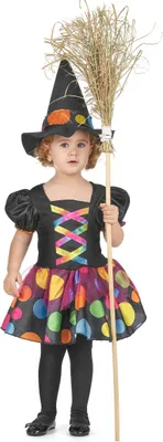 Produktbild von Kleine Hexe Kinderkostüm schwarz-bunt XS 3-4 Jahre (92-104 cm)