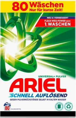 Produktbild von Ariel Pulverwaschmittel, Universal+ Waschmittel 4.8 kg, 80 Waschladungen Ausgezeichnete Fleckenentfernung