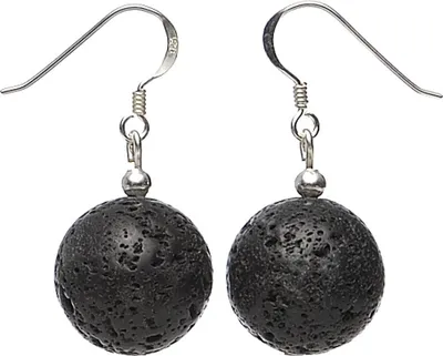 Produktbild von Ohrringe Ohrhänger aus echter Lava & 925 Silber schwarz Lavaohrringe Ohrschmuck für Damen