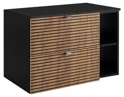 Zdjęcie produktu dla Szafka Łazienkowa Wisząca Pod Umywalkę 80X46 Cm Czarny Dąb Regał Front Mdf