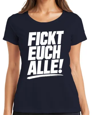 Immagine prodotto di T-shirt da donna, colore blu navy, taglia XXL, con scritta provocatoria e sarcastica. Ideale come regalo o per esprimere la propria opinione