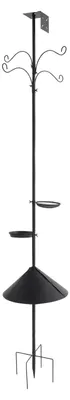 Produktbild von Vogelfutter Ständer - Futterstation - 4 Haken - 2 Futterschalen - Höhenverstellbar 193 cm - Eichhörnchensperre - Für Garten außen - Schwarz