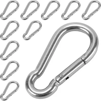 Produktbild von Karabinerhaken 8 x 80 mm - Edelstahl - mit Federverschluss - ideal für Outdoor-Aktivitäten - QuickShopping