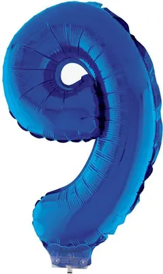 Produktbild von Zahlen Folienballon 41 cm mit Stab - Blau Zahl 9