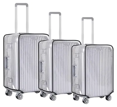 Image de 3 housses de protection transparentes en PVC pour valises de 20, 24 ou 28 pouces
