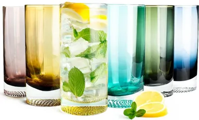 Produktbild von 6 Bunte Longdrinkgläser 300ml Wassergläser Saftgläser Cocktailgläser Trinkgläser