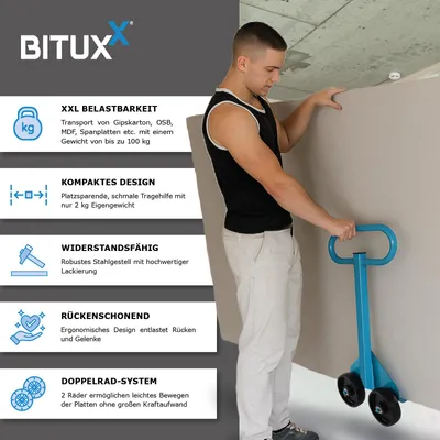 Produktbild von Bituxx Tragehilfe Plattentragehilfe mit Rädern MS-19570