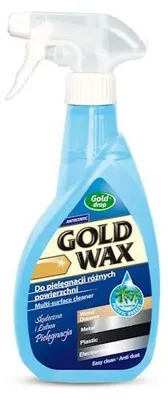 A blue spray bottle of Gold Wax multi-surface cleaner against a white background.