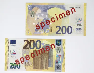 Produktbild von Wissner Spielgeld 200 Euro, 100 Stück, 85% Originalgröße, beidseitig bedruckt, SPECIMEN