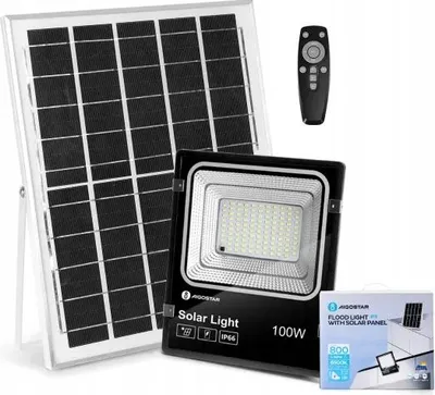 Produktbild von Aigostar Solarlampe LED 100W, 800lm, IP66, 6500K, Schwarz, Dimmbar