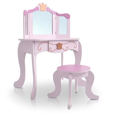 Produktbild von Kindertisch Kindertisch Prinzessin Schminktisch Frisiertisch mit Hocker #333