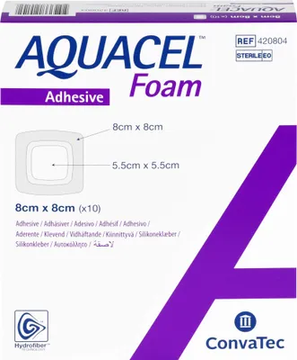 Produktbild von Aquacel Foam adhäsiv 8x8 cm Verband, 10 St VER