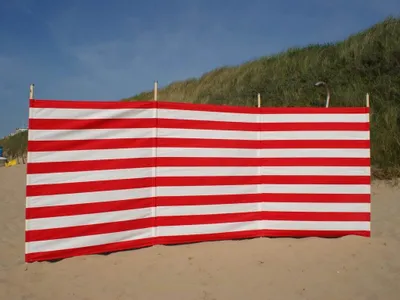 Produktbild von Strandwindschutz 4 m, rot/weiß, Polyacryl-Windschutz – 4 m Camping-Windschutz