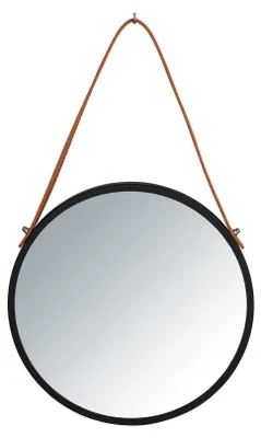 Runder Wandspiegel Borrone, Ø 30 cm, schwarz, Vintage-Design