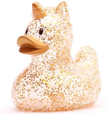 Produktbild von Badeente Einhorn Glitzer Gold Vinyl 9 cm