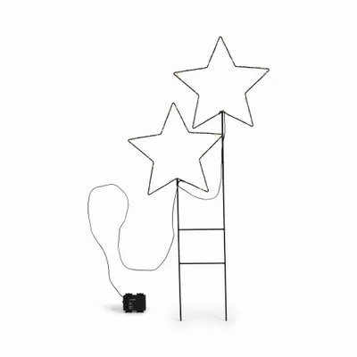 Produktbild von LED Gartenstecker Sterne 98,5 cm – 50 LEDs, warmweiß, 6h Timer, batteriebetrieben, Weihnachtsbeleuchtung