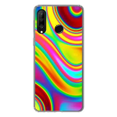 Produktbild von MuchoWow® Handyhülle Schutzhülle Hülle für Huawei P30 Lite Kunst - Wellen - Farben - Psychedelisch Silikon Softcase Handy Hülle - Handyhülle