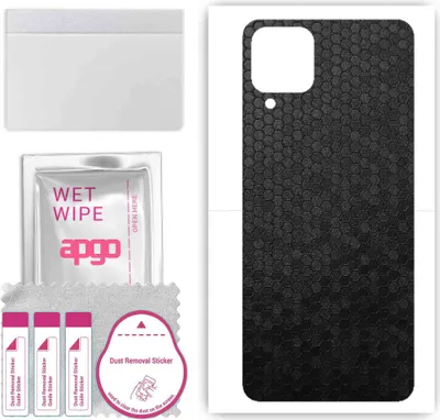 Produktbild von apgo Rückseite Schutzfolie, Skin, kompatibel mit Samsung Galaxy A12, Hinten Displayschutzfolie aus Vinylfolie, kratzfest, einfache Montage - Schwarze Honigwabe