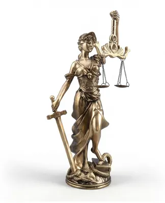 Justitia-Figur aus Kunstharz, antike Bronzeoptik, 28 cm Höhe