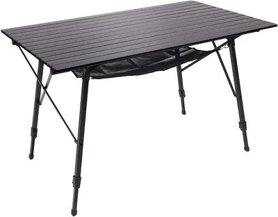 Imagen del producto de Mesa plegable para camping, con altura ajustable, de 120 x 70 cm, para 6 personas
