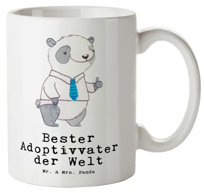 Produktbild von Mr. & Mrs. Panda Pott Panda Bester Adoptivvater der Welt - Weiß - Geschenk, Große Teetasse, Geschenkidee, Adoptiert, Riesenkaffeetasse, Haferl, Keramiktasse, Adoption