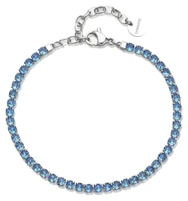 Productafbeelding van Tennisarmband van staal met blauwe zirkonia's, Desideri BEI107