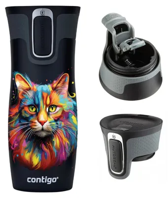 Produktbild von ContiGo! West Loop 2.0 Thermobecher 470ml - schwarz - Katze