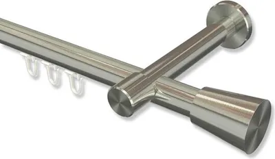 Produktbild von Interdeco Innenlaufstange, Gardinenstange mit Innenlauf Edelstahl-Optik Modell Prestige Sitra, 20 mm Ø 1-läufig, 120 cm