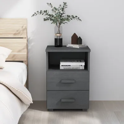 Obrázok produktu pre vidaXL Nočný stolík HAMAR Dark Grey 40x35x62 cm Masívne borovicové drevo