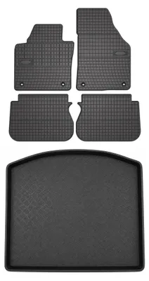 Produktbild von Gummimatten + Kofferraumwanne für Volkswagen Touran I 2004-2010 – Schwarz, passgenau – Wielganizator SolidPRO