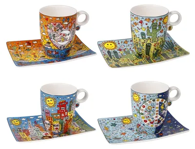Produktbild von Goebel James Rizzi Pop Art 4er Set Tassen mit Untertasse ALLE Motive 2023