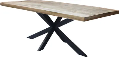 Immagine prodotto di Milani Home - tavolo da pranzo fisso 200 x 100 x 77 cm, piano in legno massiccio mango naturale, base in metallo nero