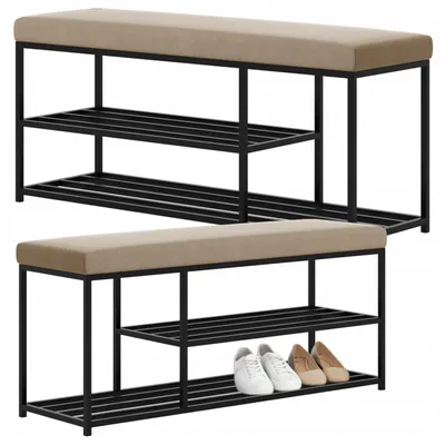 Produktbild von SCHUHREGAL 80 x 30 x 46 cm SITZREGAL SCHRANK HOCKER IM LOFT-STIL FÜR DEN FLUR