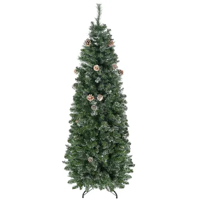 Image de HOMCOM Sapin de Noël artificiel 180 cm avec 618 branches enneigées, support en acier, arbre de Noël artificiel avec socle pliable en acier, vert