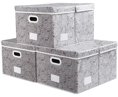 Produktbild von Set aus 3 faltbaren Aufbewahrungsboxen mit Deckel in Grau