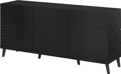 Produktbild von Furniture24 Kommode NOVA Sideboard 155 cm 3 Türiger Wohnzimmerschrank in Matte MDF-Platte Schwarz