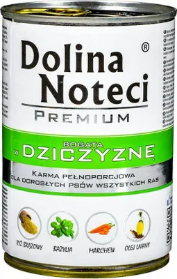 Produktbild von DOLINA NOTECI Premium Reich an Wild – Nassfutter für Hunde – 400 g