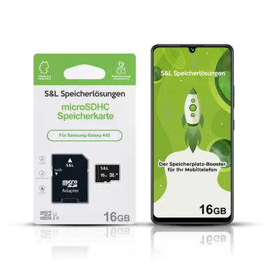 Produktbild von microSD Speicherkarte S&L für Samsung Galaxy A42 - Speicherkapazität: 16 GB