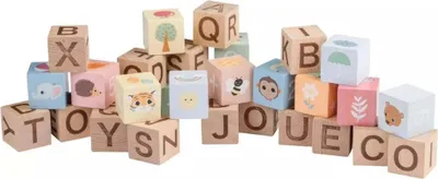 Immagine prodotto di Blocchi alfabetici in legno con borsa La famiglia Wildies / Joueco