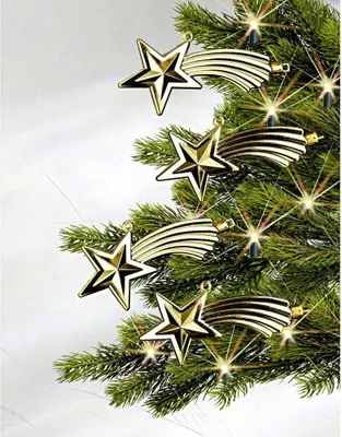 Produktbild von GKA 6 Stück Sternschnuppen Baumschmuck Weihnachtsbaum Advent Adventskranz Baumkugeln 12 cm