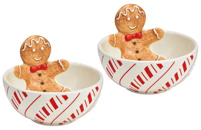 Image de Set de bols en céramique de Noël Figure de pain d'épice, en 12x9 cm