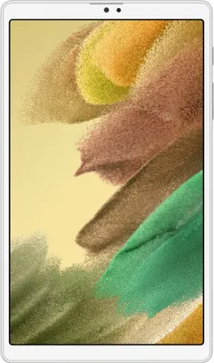 A white Samsung Galaxy Tab A7 Lite tablet is shown from the front.