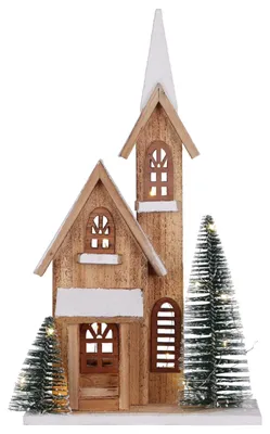 Obrázok produktu pre Domek bożonarodzeniowy z choinką dekoracyjny LED 24x9x42 cm