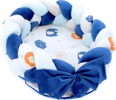 Image de Nid pour bébé, nid pour nouveau-nés – Nid douillet en velours avec coussin tressé, ensemble démontable, réversible, lit de bébé 75 x 45 cm, arc-en-ciel