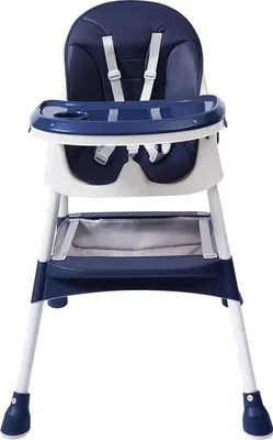 Image de Chaise haute, réglable en hauteur, rembourrage confortable, bleu