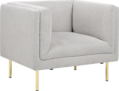 Produktbild von BELIANI Sessel Hellgrau u. Gold aus Stoff mit Armlehnen Retro Stil Modern für Wohnzimmer Schlafzimmer Flur